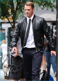 Joel Kinnaman Dresses Up The Leather Bomber Jacket Bomber Jacket Outfit Mens Bomber Jacket Outfit Bomber Jacket Men