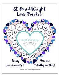 Free Printable 20 100 Pound Weight Loss Trackers Meal Planning Mommies