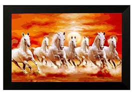 M R P 1 800 00 Price 399 00 Sale 349 00 55 00 Delivery Charge You Save 1 451 Horse Wall Art Indian Art Paintings Seven Horses Painting