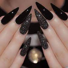 Shiny black acrylic nails designs. Matte Black Acrylic Nails Stiletto Matte