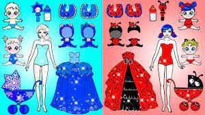 Vestir Muñecas De Papel | Ladybug And Elsa Mother And Daughter Dress Up |  Woa Doll En Spanish - YouTube