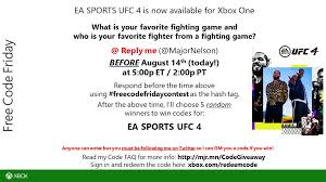 Ea sports ufc 2 innovates with stunning character likeness and adds an all new knockout physics. Uzivatel Larry Hryb Na Twitteru Freecodefridaycontest Time Read This And You Could Win A Code For Ufc 4 On Xbox One Good Luck