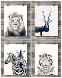 Printable Art Set Of 4 African Animals Art Print Sepia Zebra Photo Lion Wall Art Safari Decor Jungle Lion Wall Art African Wall Art Animal Wall Art