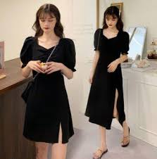 This black solid color tie is part of our bestselling line of neckties. Po Black Solid Colour Puffed Sleeve Dress French Style Classy A Line Dress Plus Size Women S Fashion Tops Sleeveless On Carousell