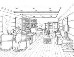 Drawing a room interior relies heavily on one point perspective, and interior designers and architects produce these kind of drawings all the time. One Point Perspective Projects Photos Videos Logos Illustrations And Branding On Behance