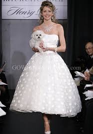 Polka Dots Rockabilly Wedding Dresses Tea Length Wedding Dress Short Wedding Dress