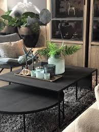 salontafel zwart met stalen poten salontafel modern meubeldesign rustieke woonkamers