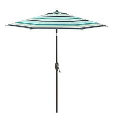 Allen Roth 9 Ft Octagon Blue With Dark Brown Aluminum Frame Auto Tilt Market Patio Umbrella Lowes Com In 2020 Patio Umbrella Patio Patio Umbrellas