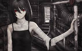 Dark means a lot of things. Anime Girls Artwork Cyborgs Dark Horror Iwai Ryo Red Dark Cute Anime Girl 1920x1200 Download Hd Wallpaper Wallpapertip