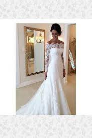 White Off The Shoulder Lace Long Sleeve Bridal Gowns Cheap Simple Custom Made Wedding Dress Weddin Long Sleeve Bridal Gown A Line Wedding Dress Wedding Dresses
