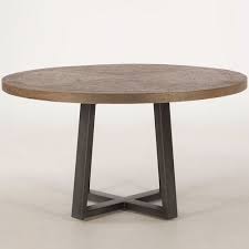 Long Beach Wood And Iron Round Dining Table 54 Round Wood Table Round Wood Dining Table Metal Dining Table