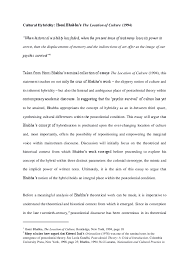 Pdf Cultural Hybridity Homi Bhabha S The Location Of Culture 1994 Claire E Hanlon Academia Edu