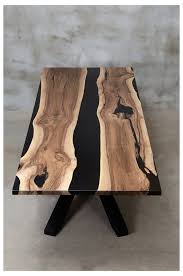 Personalized Live Edge Table Made Of European Walnut Wood Black Resin Table With Metal Leg Unique Epoxy Table C In 2020 Epoxy Wood Table Live Edge Table Resin Table