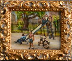 Marion Gilmore "Children at Playground" Oil