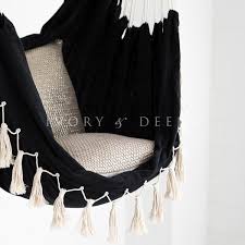This hammock chair boasts a durable, cotton construction and can support up to 250 pounds. Soho Hammock Hanging Chair Black Hanging Hammock Chair Diy Hammock Chair Hammock Chair