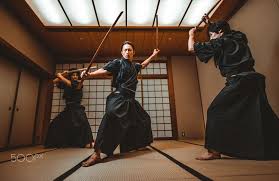 Samurai Training In A Traditional Dojo In Tokyo