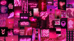 Neon Pink Aesthetic Collage Wallpaper Pink Neon Wallpaper Cute Laptop Wallpaper Neon Wallpaper
