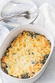 Get a casserole mug for your dog rihanna. Cheesy Chicken And Spinach Bake Made With Greek Yogurt Spinach Bake Cheesy Chicken Chicken Spinach Bake