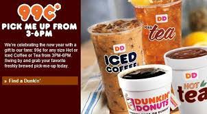 Happy Hour At Dunkin Donuts From 3pm 6pm Grab 0 99 Any Size Coffee Or Tea Addictedtosaving Com Dunkin Dunkin Donuts Food