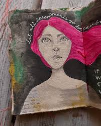 I'm convinced that this art journal spread holds the secrets to a happy  life, if only I can keep them top of mind. There's a big time celebrity  looking for big time