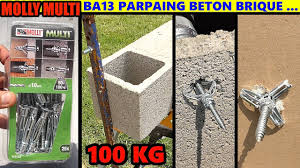 Cheville Molly Multi Fixer Dans Parpaing Ba13 Brique Creuse Beton Plaque De Platre Charges Lourdes Youtube