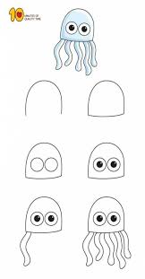 How To Draw Animals For Kids Step By Step 50 Super Ideas Jellyfish Drawing Cute Easy Drawings Art Drawings For Kids