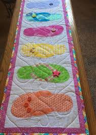 Flip Flop Table Runner Quilted Table Runner Beach Table Etsy Quilted Table Runners Quilted Table Runners Patterns Quilted Wall Hangings