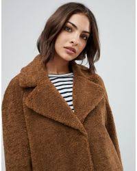 Shoulder 48 cm, bust 105 cm, sleeve length 59 cm, length 100. Warehouse Teddy Faux Fur Coat In Tan Brown Lyst