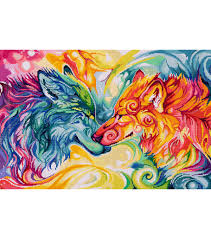 Diamond Art Club 30" x 20" Nuzzling Wolves Diamond Painting Kit