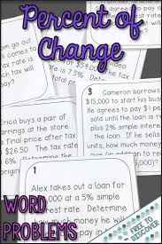 We All Love Word Problems Right These Task Cards Facilitate Practice With Percent Of Change Examples Inclu Percent Of Change Simple Interest 7th Grade Math
