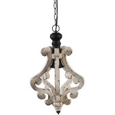 Ivory Scroll Distressed Pendant Light Out Of The Woodwork Designs Wooden Chandelier Wood And Metal Chandelier Wood Chandelier