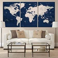Check out our map home decor selection for the very best in unique or custom, handmade pieces from our prints shops. Navy Blue World Map Large Canvas Print For Home Decoration And Living Room Decor Extra Large World Map Push Pin Canvas Print For Office Interior And Decor Ready To Hang Buy