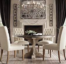 Rh S Foucault 39 S Orb Smoke Crystal Chandelier 44 34 Nineteenth Round Dining Room Dining Room Contemporary Round Dining Table