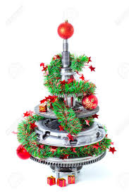 Joiedomi diy christmas tree 2.5ft with decorating kits and 100counts of string lights, prelit artificial christmas tree decorations for outdoor/indoor decor 4.6 out of 5 stars 315 $29.95 $ 29. Abstract Christmas Tree Of Car Parts On A White Background Decorated With Christmas Toys Garland Stock Photo Picture And Royalty Free Image Image 116956396