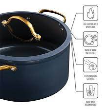Thyme Table 12 Piece Nonstick Ceramic Cookware Pots And Pans Set Blue Walmart Com Walmart Com Ceramic Cookware Set Cookware Set Ceramic Cookware