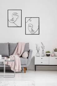 Minimalist Abstract Faces Wall Art Metal Home Interior Decor Etsy Minimalist Wall Art Urban Home Decor Bed In Living Room