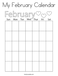 Realizes that and has created some free printable calendar pages with cute seasonal motifs. My February Calendar Coloring Page Twisty Noodle