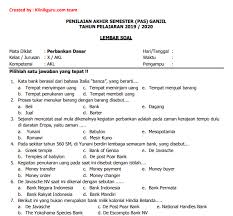 Soal perbankan dasar kelas 10. Download Contoh Soal Pas Gasal Perbankan Dasar Smk Kelas X Akl Terbaru 2020