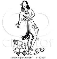 Black And White Hawaiian Shirt Clipart Clipart Retro Black And White Hawaiian Hula Girl Dancer And A Hibiscus Flower Royalty Free Vector Illustratio Free Vector Illustration Girl Dancers Hula Girl