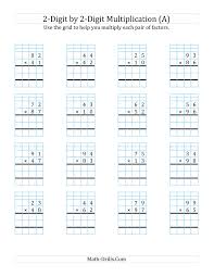 The 2 Digit By 2 Digit Multiplication With Grid Support A Math Worksheet From The Long Multiplication Wo Multiplication Worksheets Multiplication Math Drills