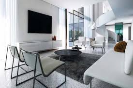 Konsultan jasa arsitek profesional, desain rumah mewah, villa & bangunan umum, desain interior modern & pelaksanaan. Living Room Minimalist Modern Making Do With Glass Walls Living Room Minimalist