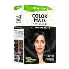 Thinking about taking your jet black hair lighter? Color Mate Herbal Based Hair Color Natural Black 75g 5 Sachets X 15g Salonmy Com