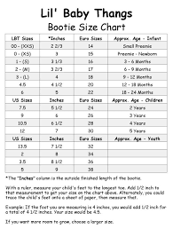 A Quick And Easy Bootie Sizes Chart Handy For Crocheters Knitters Crafters And All Who Deal Wit Crochet Baby Boots Baby Shoe Size Chart Baby Sewing Patterns