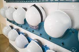 Industrial Protection White Safety Helmet And Goggles On Storage Stock Photo Picture And Royalty Free Image Image 77607252