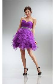 Puffy Strapless Short Purple Organza Ruffle Layered Cocktail Prom Dress Cocktail Dress Prom Purple Prom Dress Short Prom Dresses