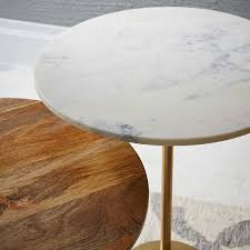Maisie Side Table Tall White Marble Antique Brass West Elm Side Table Living Room Coffee Table Marble Coffee Table