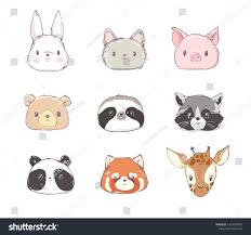 Cute Set Animals Vector Illustration Rabbit Stock Vector Royalty Free 1209179485 Panda Illustration Cute Animal Illustration Red Panda Cartoon