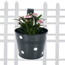 This is a great resource when planting space is at a minimum. Single Hook Dotted Round Railing Planters Black Home Garden House