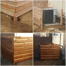 Wall air conditioner covers are also available in the market. Red Wood Air Conditioner Cover Sealed With Thompsons Sealer Air Conditioner Cover Outdoor Air Conditioner Cover Easy Backyard Diy