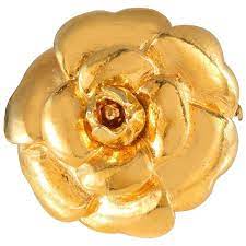Chanel Gold Camellia Flower Pin Chanel Flower Camellia Flower Chanel Pins